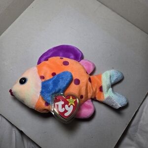 TY Beanie Baby LIPS THE FISH Plush Stuffed Animal NEW